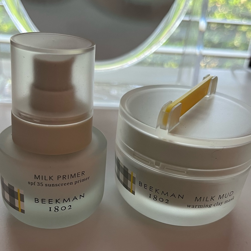 Beekman 1802 milk primer with spf 35 ☀️ & Goat milk warming clay mask 🐐